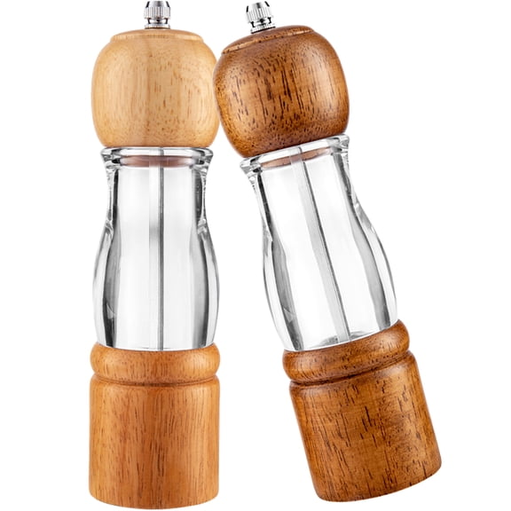 UPOUART 2-Pack Manual Pepper with Glass and Ceramic Mill Adjustable Coarseness for Kitchen and Cooking