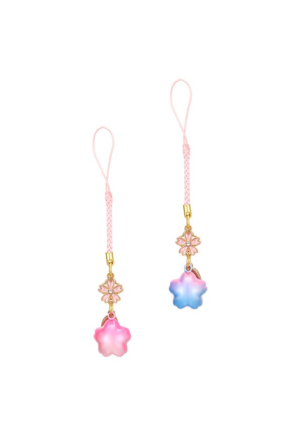 2Pcs Multi Function Brass Key Bell Pendant Flower Style Decor for Bags