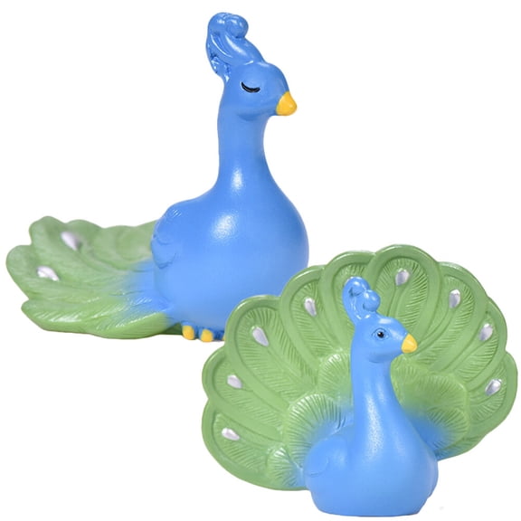 unbranded 2Pcs Micro Landscape Peacock Ornament Resin Peacock Figurine Garden Decoration