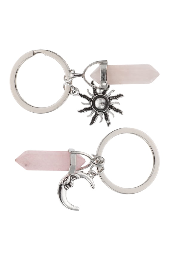 WHAMVOX Couples Keychains with Crystal and Alloy Material for Durable Decoration Use Pink 2Pcs