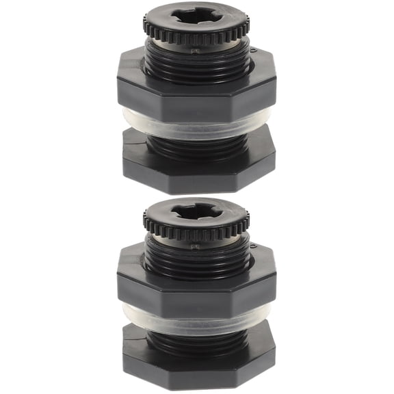 ROMANSENTIAL Grey Threaded Bulkhead Fittings with Plug for Water Tanks, 2 Pieces and Leak-Resistant