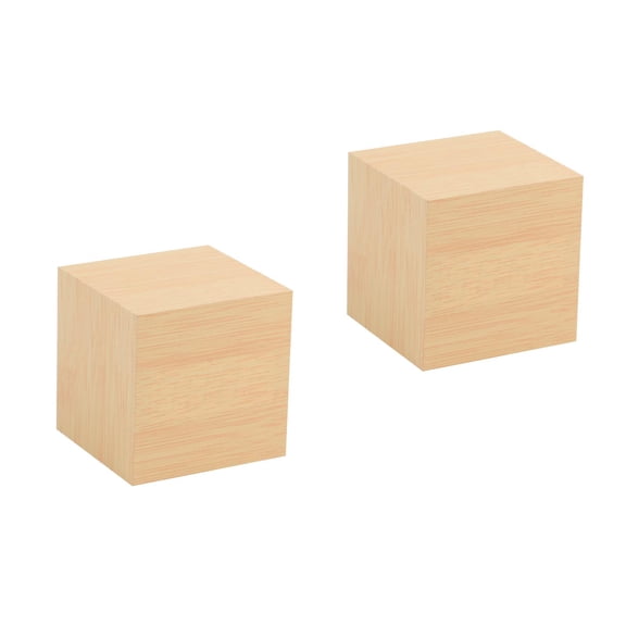2pcs Creative USB Charging Square Multifunction LED Wood Clock Electronic Mini Alarm Clock without Battery (Light Yellow White Light)