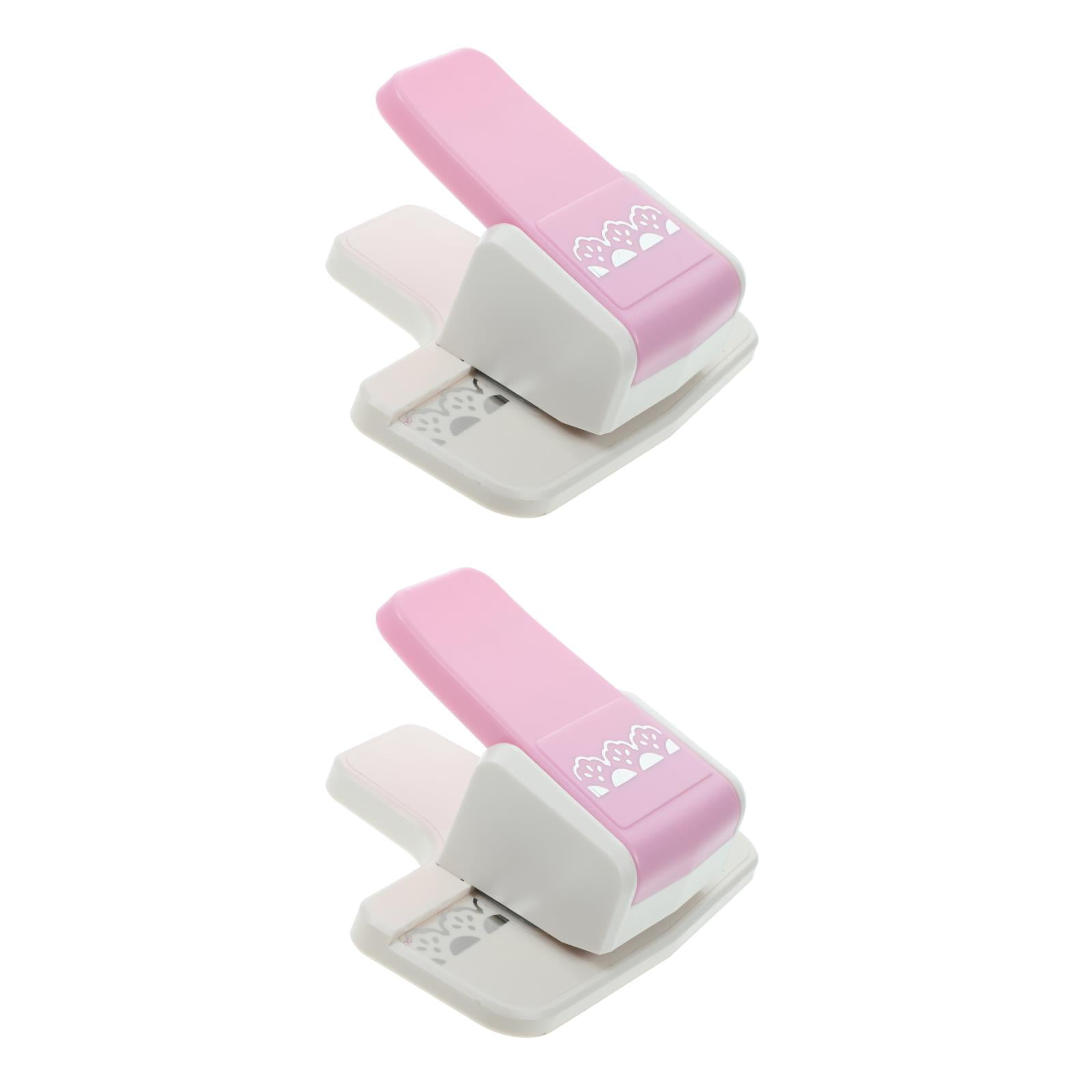 SKISUNO DIY Scrapbooking Punch Pink Plastic and Stainless Steel for Creative Use 2Pcs