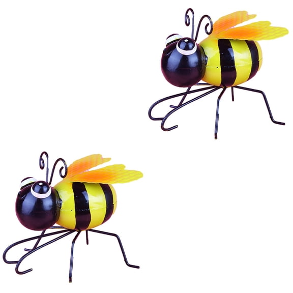 unbranded 2pcs Decorative Bee Sculpture Metal Yard Art Decor Outdoor Garden Fence Lawn Ornament