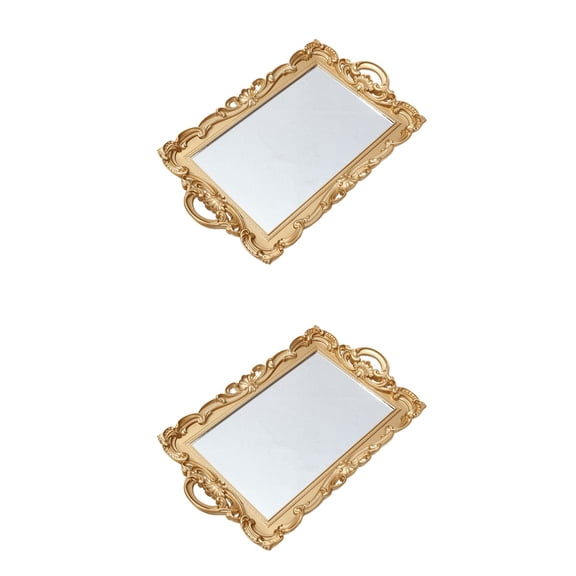 unbranded 2pcs Decorative Perfume Tray Mirror Plate Makeup Tray for Dresser Vanity Tray