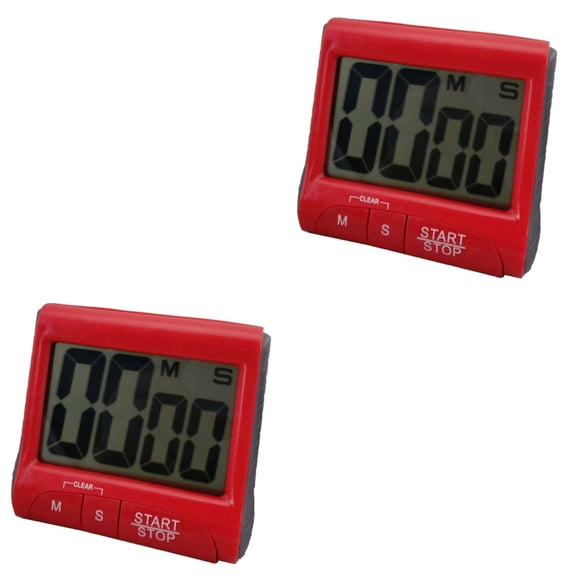 unbranded 2pcs Digital Kitchen Cooking Timer Count Down Up Clock Loud Alarm with Large LCD Display Screen (Red)