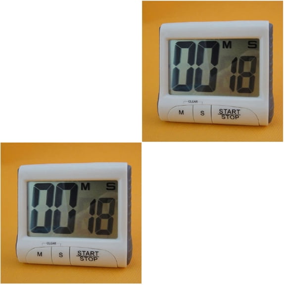 unbranded 2pcs Digital Kitchen Cooking Timer Count Down Up Clock Loud Alarm with Large LCD Display Screen (White)