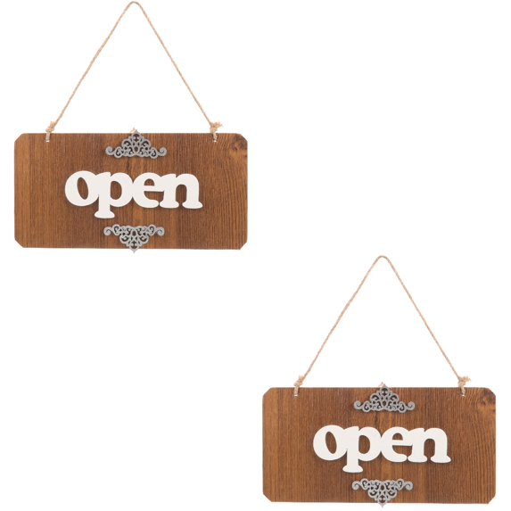 unbranded 2pcs Double-sided Wood Open Closed Business Sign Hanging Door Sign Double-sided Closed Open Sign