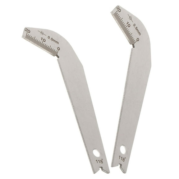 unbranded 2pcs Drill Bit Gauge Stainless Steel Drill Template Gauge 118 Degree Bit Measuring Tool