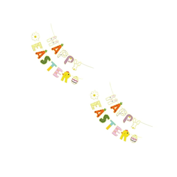 unbranded 2pcs Easter Theme Hanging Banners Happy Easter Banner Decorative Easter Banner
