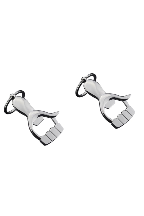 2pcs Hand-shaped Keychain Metal Wine Bottle Opener Beverage Can Opener Great Gift Palm Thumb Up Keyring (Silver)