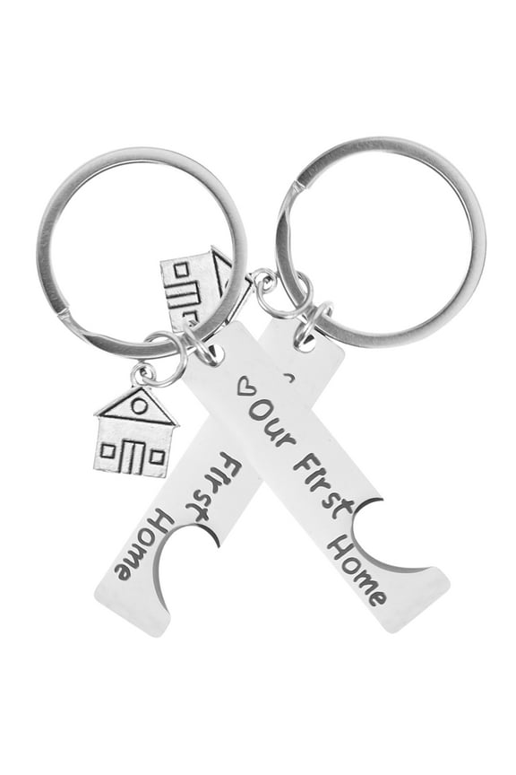 2pcs House Pendant Keychains Housewarming Keychain Decorative Keychain Metal Keychain