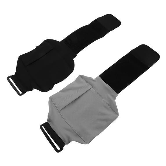 FONDOTIN 2-Pack Adjustable Black Phone Leg Pouches with Elastic Belt for Running, Hiking, and Outdoor Sports Activities