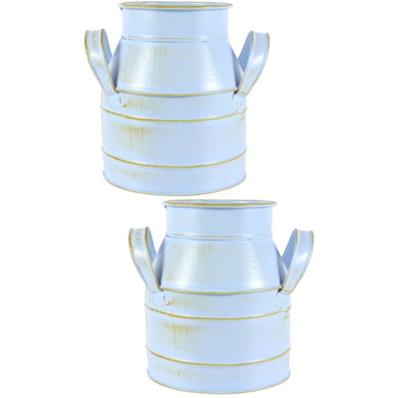 unbranded 2pcs Metal Flower Bucket Bucket Vase Decorative Jug Pot Rustic Flower Arrangement Vase Farmhouse Flower Pitcher for Decoration Ornament Light Blue
