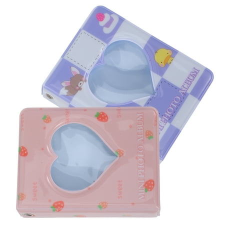 KALLORY Set of 2 Small Photo Albums in Assorted Colors, PVC Material, Card and Ticket Organizer Holder