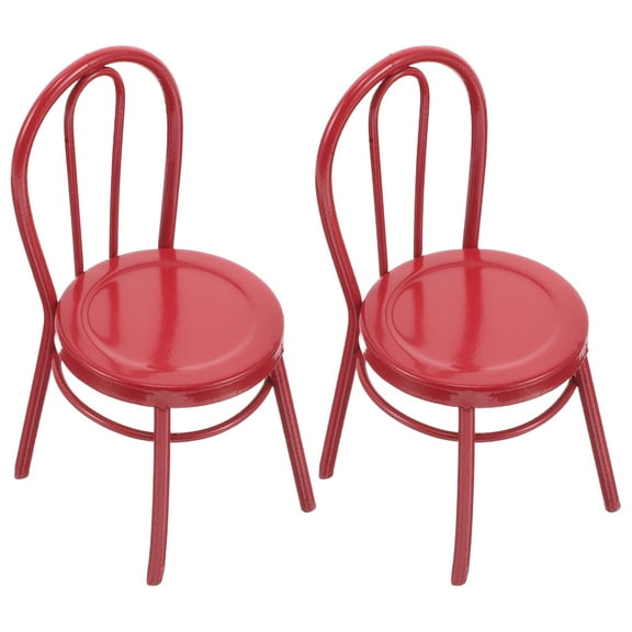 unbranded 2pcs Miniature Vintage Dining Chair 1:12 Scale Miniature Metal Dining Chair Dollhouse Kitchen Furniture For Diy Decoration And Display