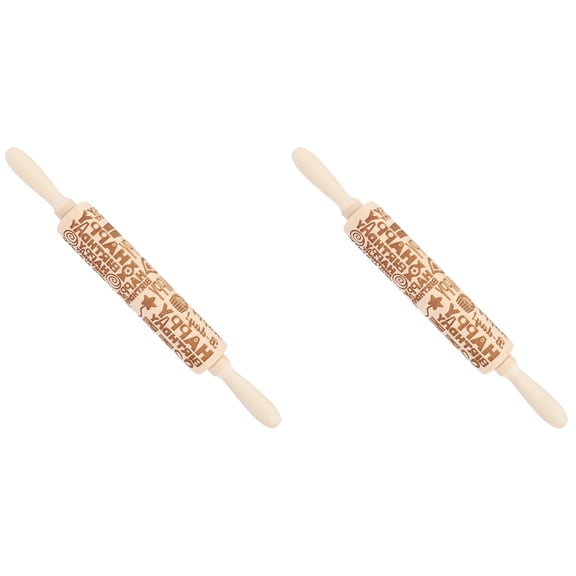 LITINKIMI 2-Pack Reusable Embossed Wooden Rolling Pins Light Yellow for Baking and Pastry Dough