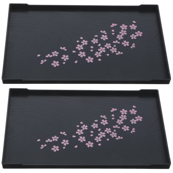 unbranded 2pcs Rectangle Tea Tray Coffee Snack Food Plate Food Serving Tray for Cafe Restaurant