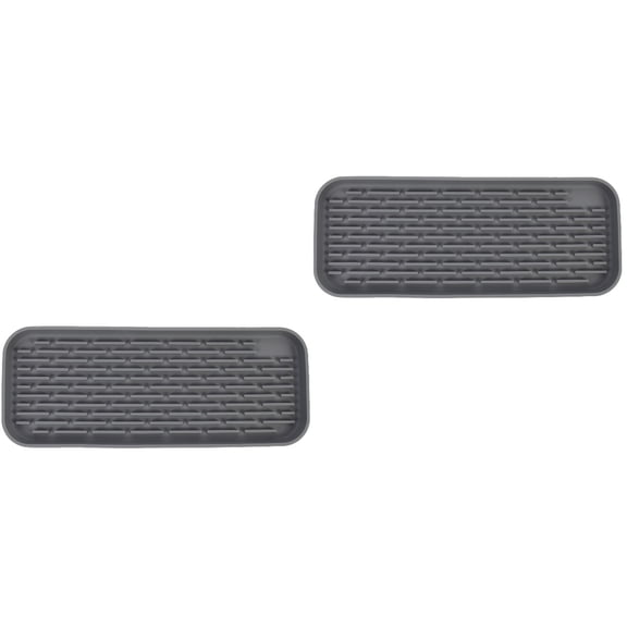 KALLORY Set of 2 Grey Silicone Drying Mats for Kitchen Countertop, and Non- Dish Drying Pads