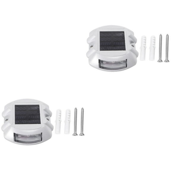 unbranded 2pcs Solar LED Pathway Marker LED Dock Light Waterproof Security Warning Lights White LED Light Road Light for Patio Yard Home Pathway Stairs Garden (Green Light)