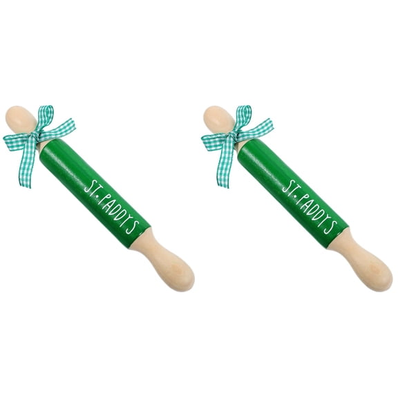 unbranded 2pcs Table Centerpiece Mini Rolling Pin Saint Patrick's Day Tiered Tray Rolling Pin Decor