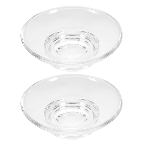 UKCOCO Clear Glass Soap Dish Transparent Round for Home Bathroom 2Pcs