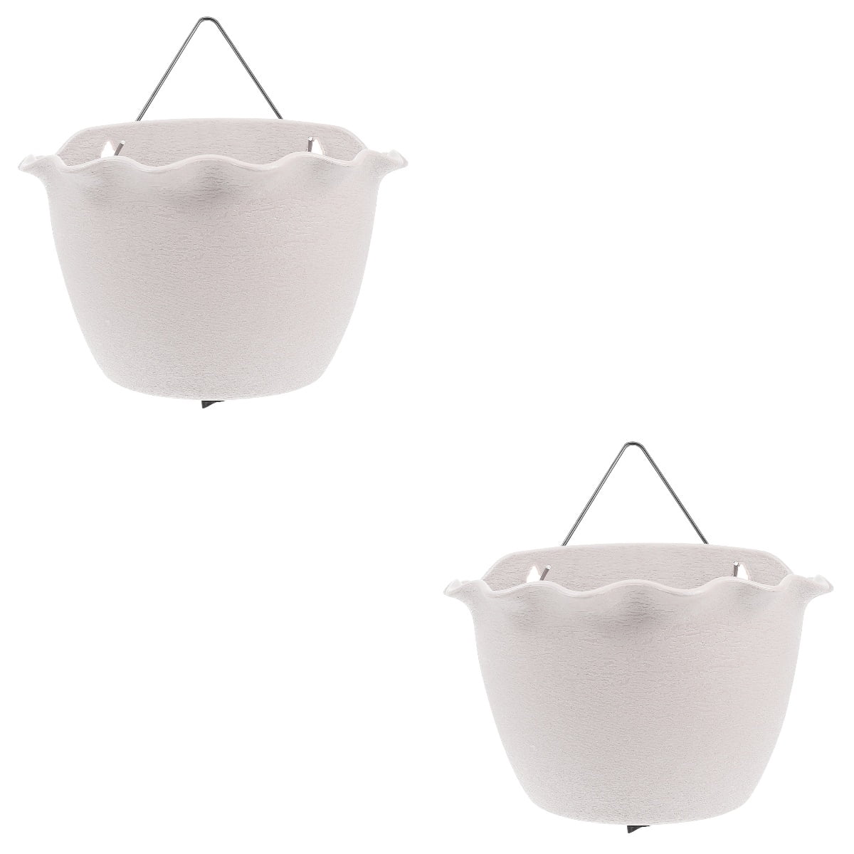 unbranded 2pcs Wall Hanging Flowerpot Planter Flower Basket Holder for Garden Balcony Deck Home Decoration White