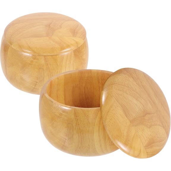 unbranded 2pcs Wood Chess Stones Can Chess Storage Container Go Jar Storage Container Wood Bowl