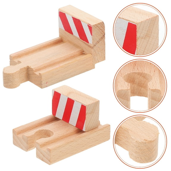 unbranded 2pcs Wood Train Stop Track Wooden Railway Track Train Track Blocks for DIY Railway Toy