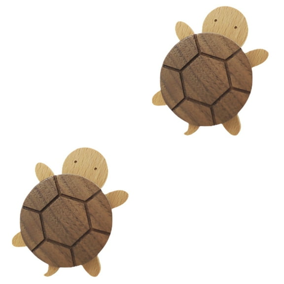 unbranded 2pcs Wood Wall Hook Turtle Shape Coat Hook Wall Mounted Heavy Duty Robe Hook Clothes Hanger
