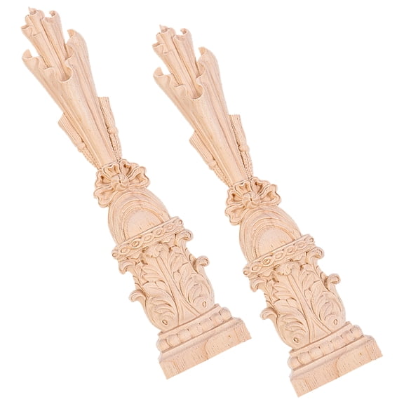 LITINKIMI 2-Pack Khaki Wood Appliques Onlays Carved Decorative Accents for Furniture Restoration and Projects