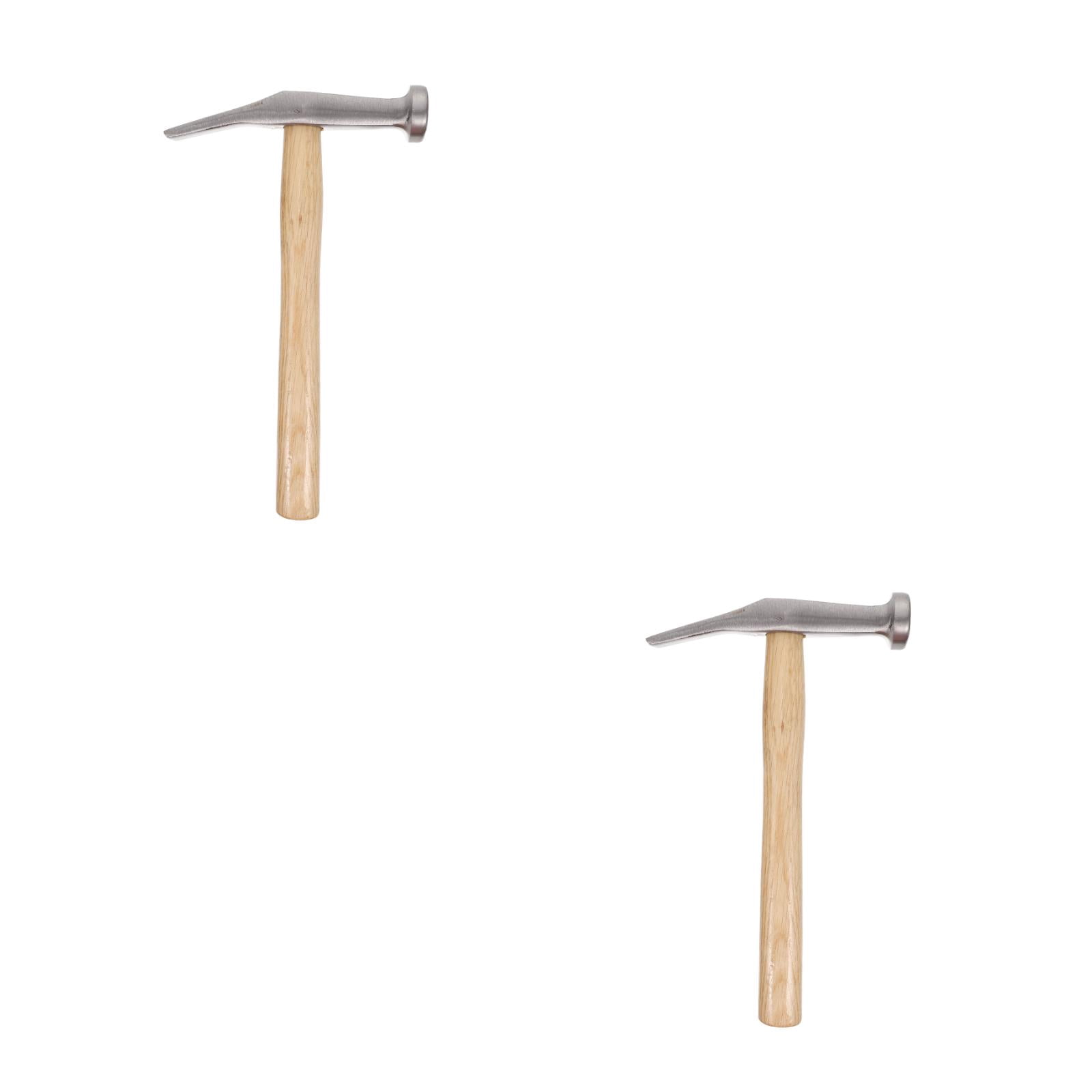 SKISUNO Portable Steel Hammer Khaki Wooden Handle for Shoe Making 2Pcs