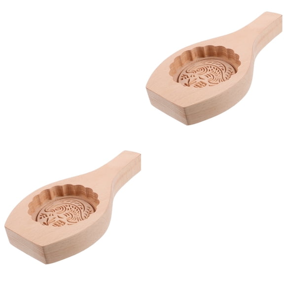 unbranded 2pcs Wooden Mold Moon Cake Cooking Mold Handle Design Mold Kitchen Gadget