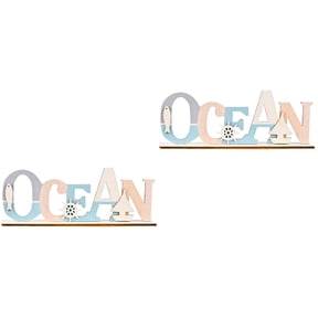 unbranded 2pcs Wooden Ocean Decoration Sign Compact Practical Sturdy Ocean Letter Decor Sign