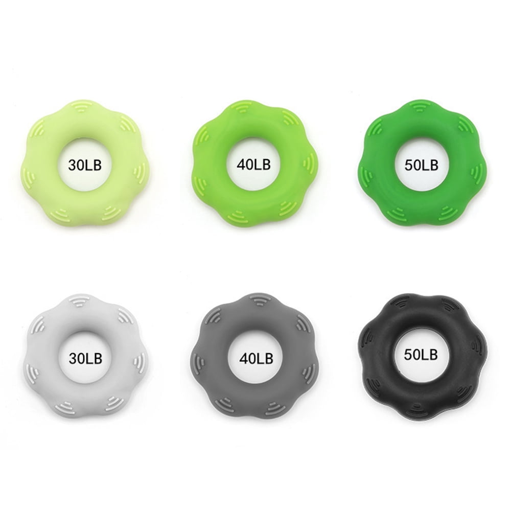 unbranded 3 Pcs 30 40 50 LB Silicone Hand Strengthener Exercise Grip Massage Rings for Relief Rehabilitation (Light Grey Dark Grey Black)