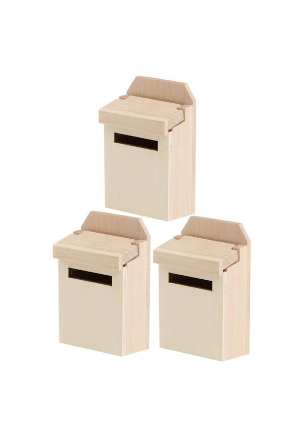 3 Pcs Boxes Mini Mailbox Mini House Decorations Office Child 7X4.5CM Khaki