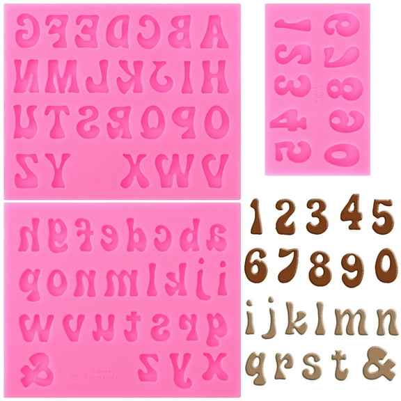 unbranded 3 Pcs Chocolate Mold Alphabet Chocolate Letter Mold 12.00X10.00X0.50CM Pink