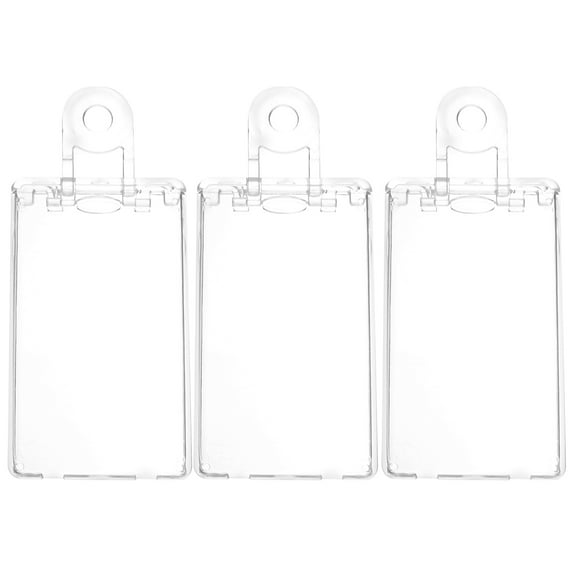 unbranded 3 Pcs Clear Badge Protector Id Holder Chain Work Transparent