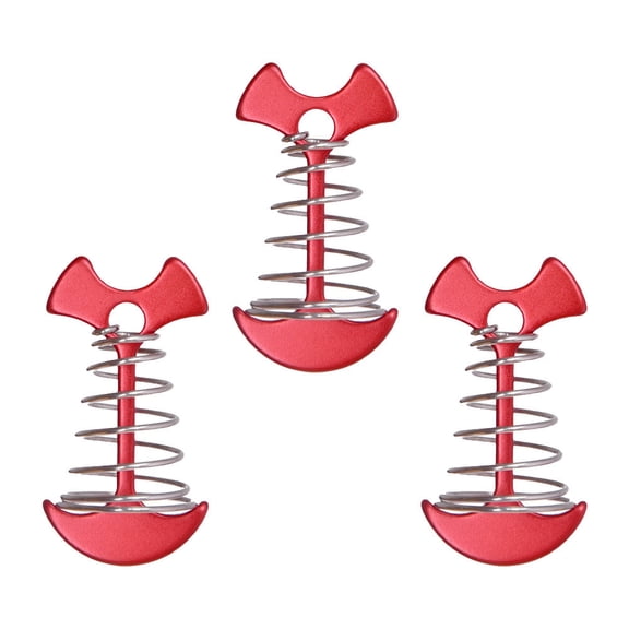 unbranded 3 Pcs Fish Bone Tent Stakes Threaded Ground Nail Camping Anchor Kit Red