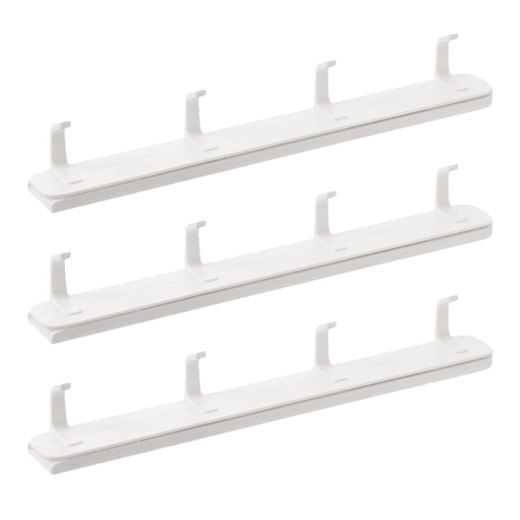 White Sliding Coat Hooks with Adhesive Backing for Home Use ABS Material 3 Pieces