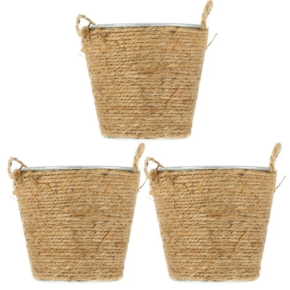 unbranded 3 Pcs Portable Tin Flower Pot Flower Pot Bucket Iron Planter Gardening Plant Pot Galvanized Flower Vase Iron Flowerpot