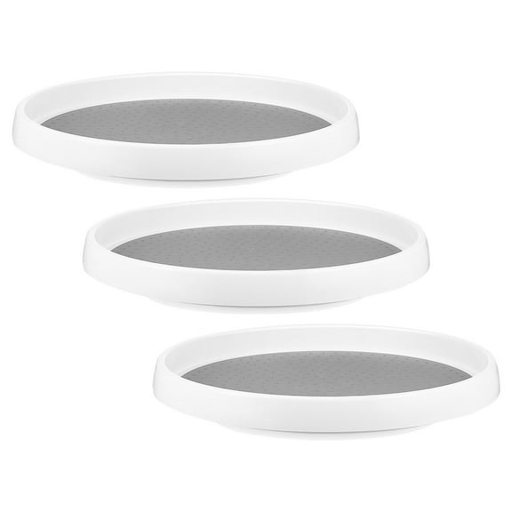 White Plastic Rotatable Condiment Holder with Non Slip Design for Kitchen Storage Use 3pcs