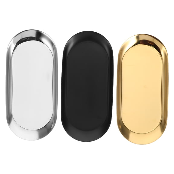 LITINKIMI Metal Tray Stainless Steel Silver 3Pcs Homeowners Kitchenware Oval