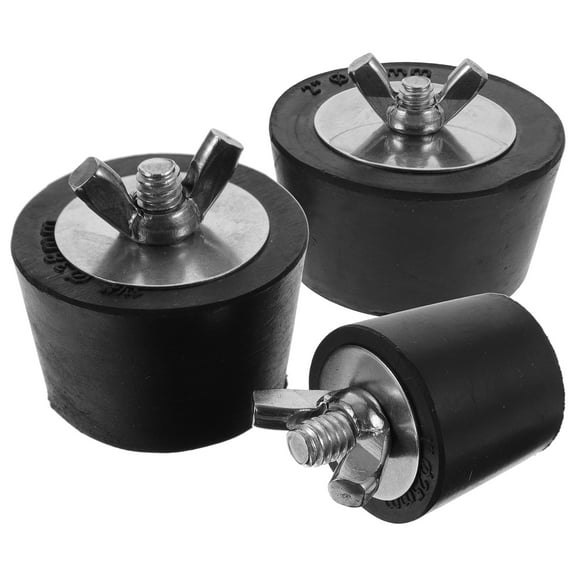 unbranded 3 Pcs Swimming Pool Drain Plug Ground Stopper Strainer Black