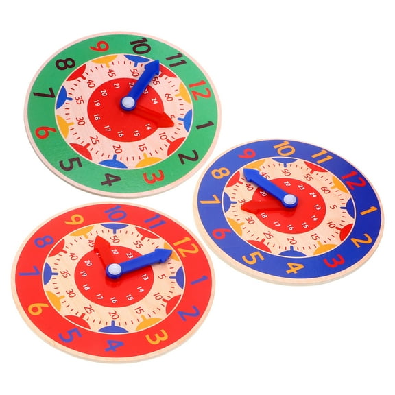 unbranded 3 Pcs Wall Clock Toys Teaching Clock Toddler 14.00X14.00X1.00CM