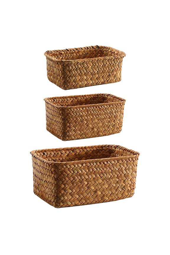 3 Pcs Wicker Storage Basket Straw Easy Use Vegetable