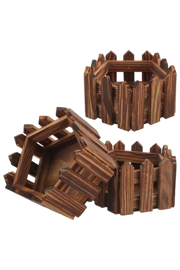 3 Pcs Wood Planter Outdoor Flower Pots Artificial Garden Faux