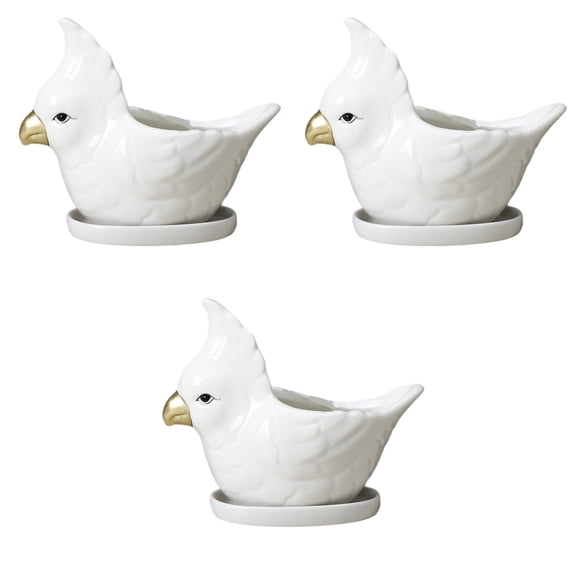 unbranded 3 Sets Flower Planter with Tray Cartoon Parrot Flowerpot Succulent Container