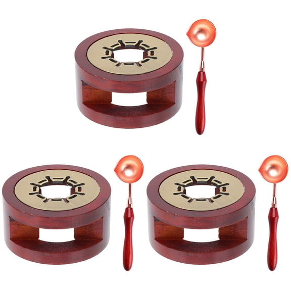 unbranded 3 Sets  Retro Style Seal Wax Melting Stove Melting Warmer Lacquer Wax Seal Warmer with Spoon