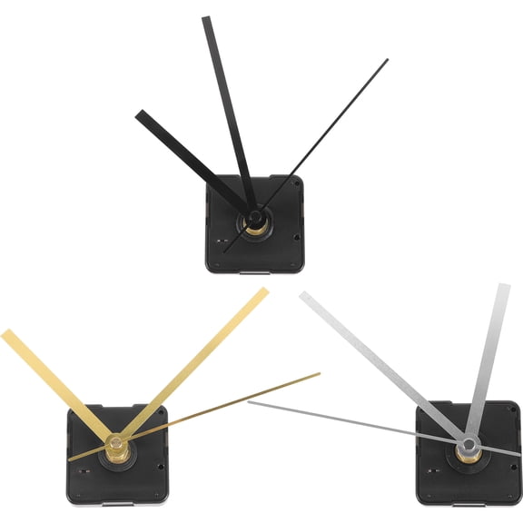 STRANDCHIC 3Sets Professional Clock Mechanism Replacement Kit with Durable Plastic Parts and Classic Color Hands for DIY